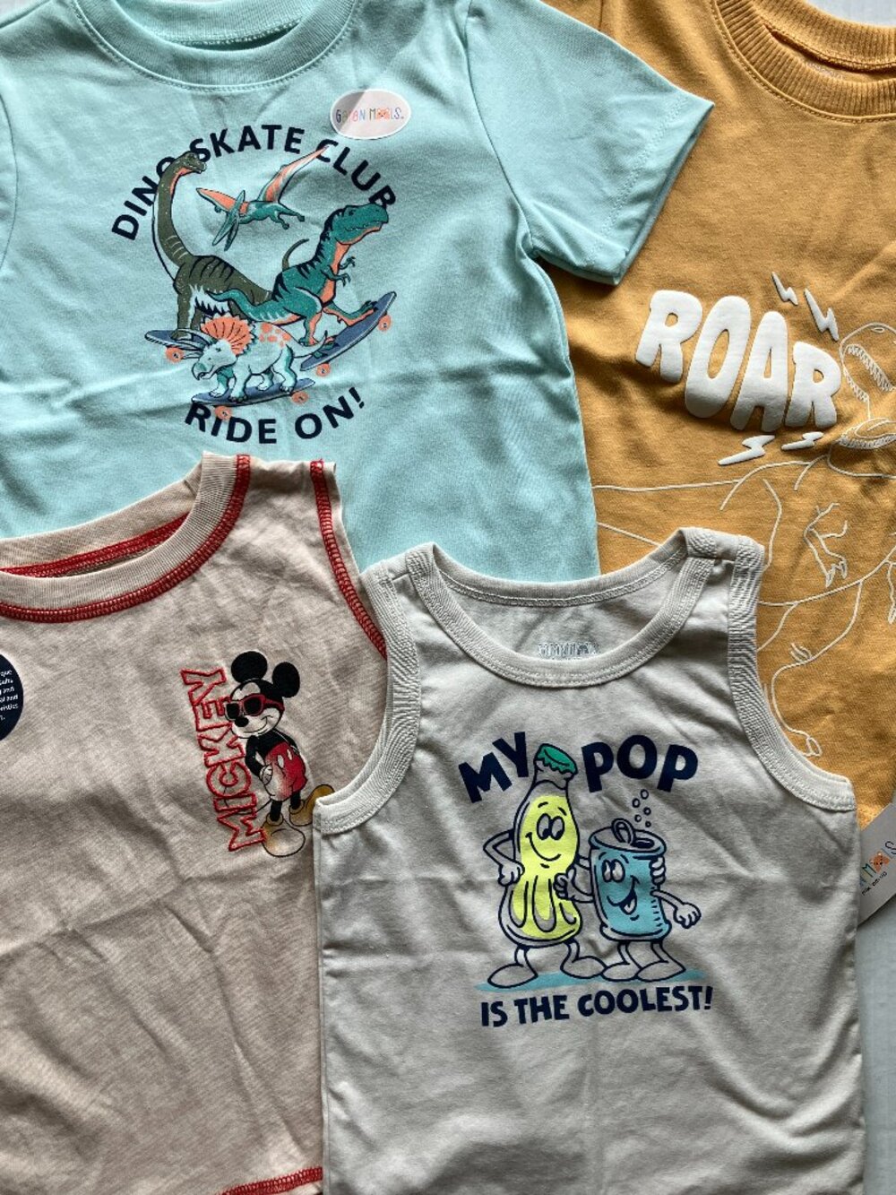 2T Garanimals Dinosaur & Mickey Mouse Short Sleeve Tee & Tank Bundle